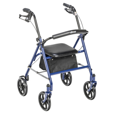 DRIVE MEDICAL Four Wheel Rollator w/ Fold Up Removable Back Support, Blue 10257bl-1
